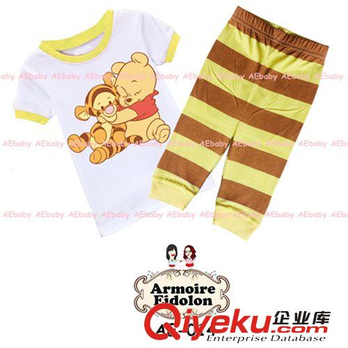 2014tj春夏外贸aebaby儿童家居服纯棉维尼熊童套装跳跳虎睡衣