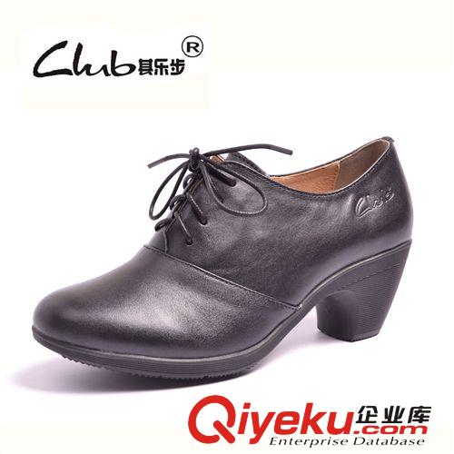 春新款zp广州女鞋 欧美外贸女式粗跟单鞋 品牌高跟职业牛皮鞋子