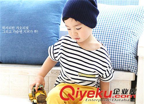 2014童装夏款 爆款条纹纯棉短袖 儿童t恤 韩国童装T恤一件代发