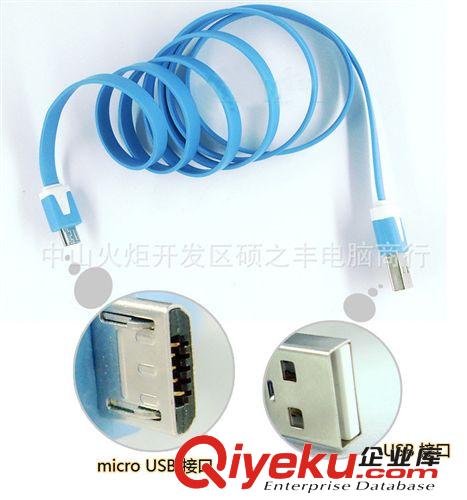 2米长 MICRO USB 面条数据线 V8 叁星 HTC 小咪 智能机适用