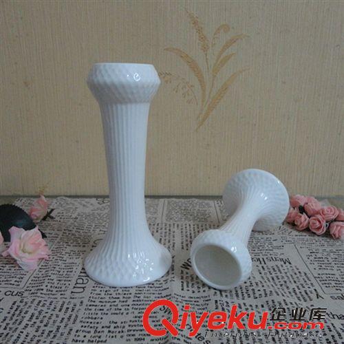 2014年白色高质量钻石纹陶瓷花瓶 骨质瓷装饰摆件陶瓷工艺品花瓶