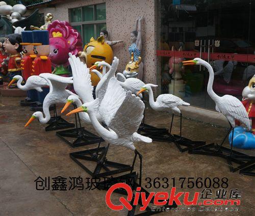 玻璃钢园林景观雕塑 白鹤雕塑 玻璃钢动物雕塑 火烈鸟雕塑
