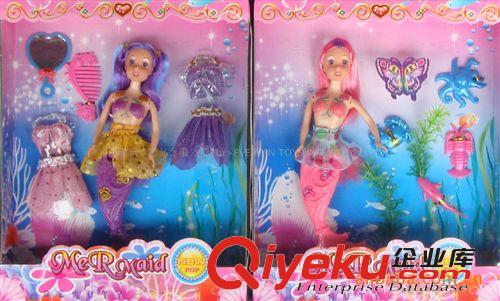 芭比娃娃,9寸美人鱼+海底动物,芭比美人鱼,新款美人鱼娃娃