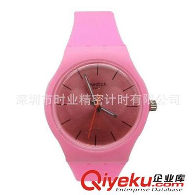 供应粉色PU手表 流行Swatch塑料手表