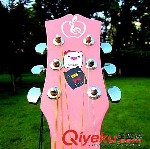 苹果卡通38寸民谣吉他黑白猪可爱吉它粉红色黄色木吉他 STD-38