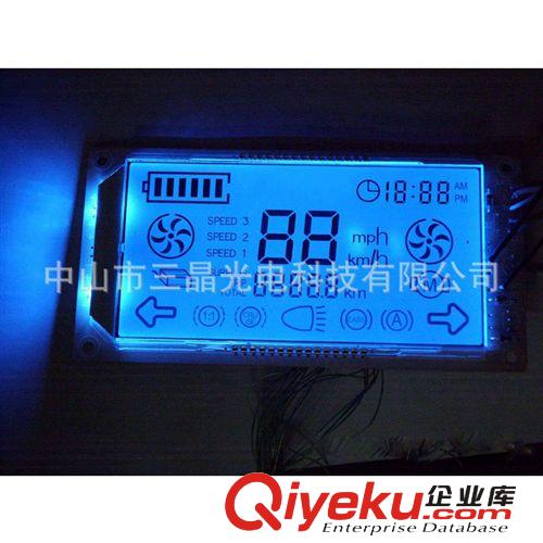 中山市品牌厂家供应 电动车仪表LCD液晶屏 白底黑字蓝背光
