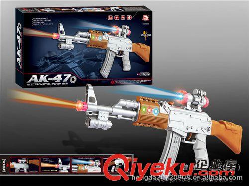 厂家直销AK47冲锋闪光和电动 冲锋语音枪 振动玩具枪 儿童玩具