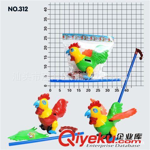 【乐美玩具】供应手推公鸡（大红/绿） 惯性推拉玩具 推飞机