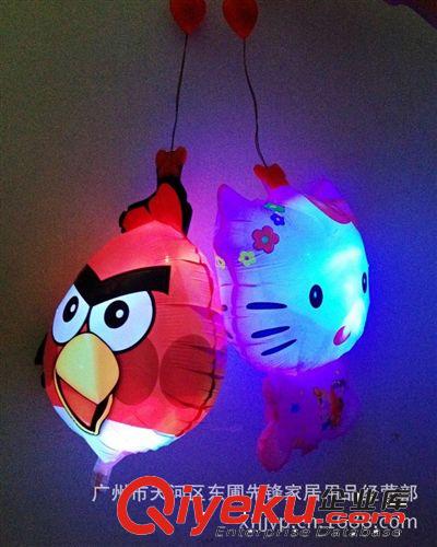 中秋节儿童卡通电子音乐充气灯笼彩色气球玩具愤怒的小鸟厂家直销