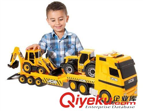 英国JCBzp儿童玩具车模型车卡车电子拖卡加两小车82cm长1415126