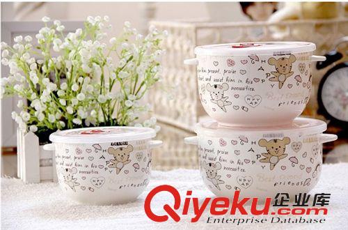 广东潮安厂家直销微波炉专用保鲜碗 陶瓷碗三件套装密封盒