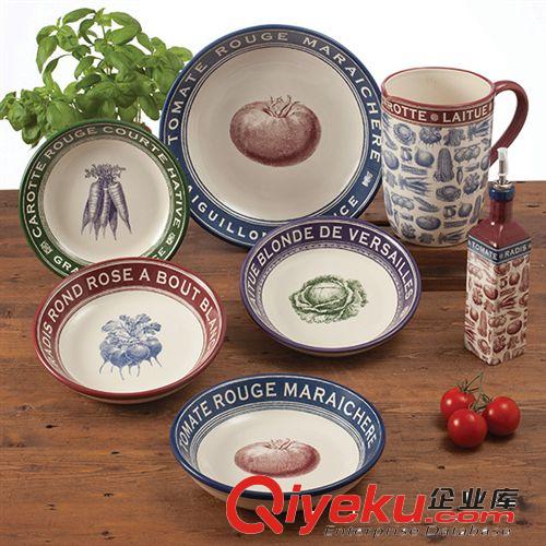 欧式田园风格陶瓷餐具套装 外贸日用陶瓷 手绘陶瓷餐具 杯碗碟盘