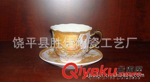 出口金色咖啡杯碟 中东市场咖啡杯碟 AB级陶瓷咖啡杯碟