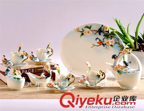 批发销售 16头樱花鸟咖啡具套装 骨瓷美式环保咖啡具