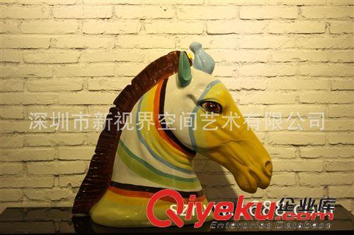 厂家供应动物彩绘树脂雕塑 创意树脂马摆件 主题雕塑