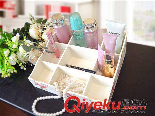 田园木质化妆品收纳盒化妆盒创意桌面收纳整理盒珠宝收纳盒