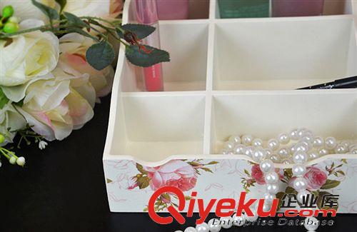 田园木质化妆品收纳盒化妆盒创意桌面收纳整理盒珠宝收纳盒