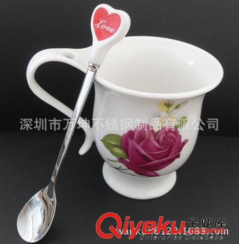 创意心形勺/陶瓷柄心形咖啡勺/情人节礼品/zp陶瓷心形勺子