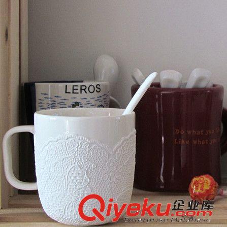 限量版外贸原单 ZAKKA浮雕蕾丝杯 马克杯 咖啡杯 陶瓷水杯