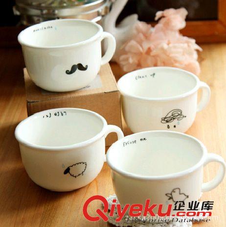 韩式ZAKKA杂货 陶瓷可爱雨滴绵羊小鸟胡子牛奶杯 咖啡杯 马克杯