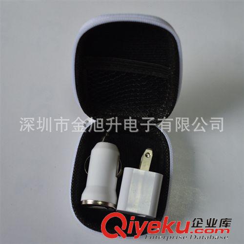 厂家订做白色二合一USB手机充电套装