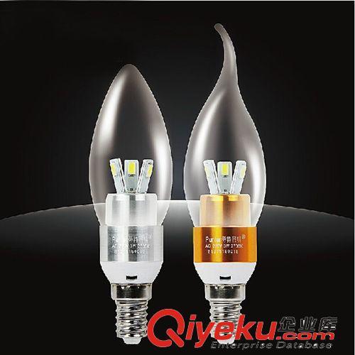 厂家批发LED蜡烛灯泡E14小螺口LED灯泡白光暖色光3W球泡灯饰光源