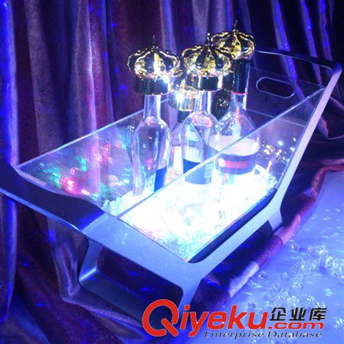 新款LED充电七彩发光红酒香槟船 12只香槟装不锈钢透明香槟桶