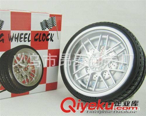 gf真汽车轮胎模型闹钟 带夜光纸箱 不锈钢支架 4寸创意礼品闹钟