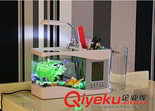 【专业认证】多款多样透明玻璃gd金鱼缸 多功能USB迷你金鱼缸
