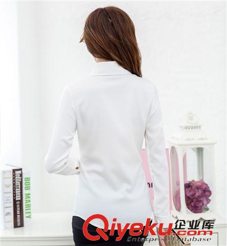 2014新款春装韩版钉珠长袖女装衬衣水钻领子带钻打底雪纺女士衬衫