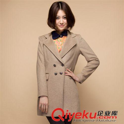 厂家批发新品冬装加厚外贸原单韩版修身纯色女装毛呢大衣品质外套