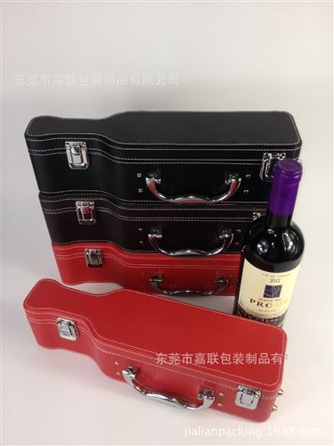 厨窗主推产品 {zx1}款吉它形状皮质红酒盒 gd手提式钢琴形状单支红酒盒订做