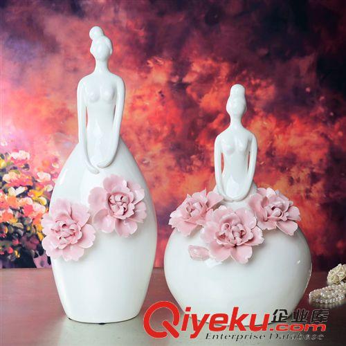 风格分类 简约现代玫瑰花人体艺术陶瓷工艺品摆件 家居装饰品 创意婚庆礼品