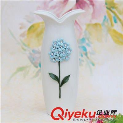 工艺分类 欧式xx家居装饰品 镶钻贴花扁花瓶 瓷器工艺品插花摆件