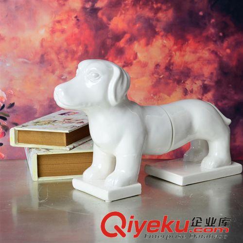 功能分类 新款欧式创意实用小狗书立 陶瓷动物家居风水书房摆件