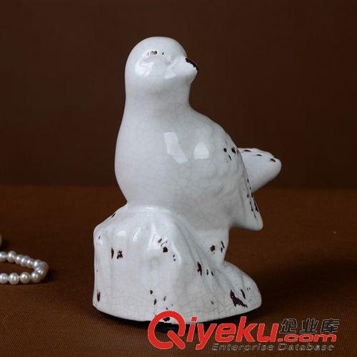 动物分类 zakka!白色复古做旧铁锈小鸟陶瓷动物小摆件 工艺家居装饰品