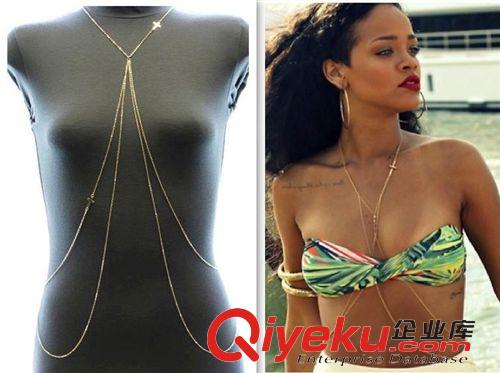 身体链 Rihanna 明星同款 bjn身体链 双十字身体链条 BodyChain