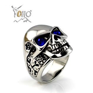 2014年9月新款 BOHO骷髅头复古欧美朋克风男士个性潮流钛钢戒指 原单戒指批发
