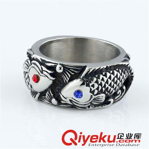 2014年9月新款 BOHO新款上市 双鱼个性钛钢戒指 年年有余日韩时尚戒指厂家批发
