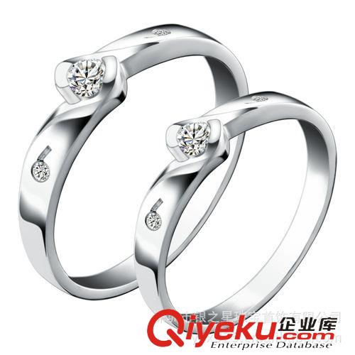 情侣专区 韩版 zp镶钻结婚戒指 925纯银情侣对戒 韩版男女银饰品QL684。