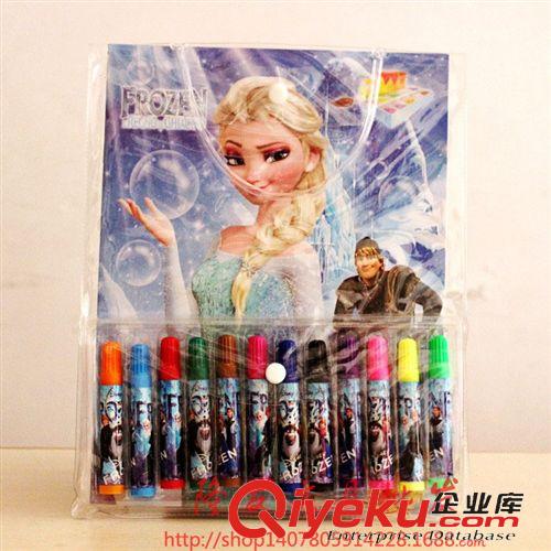    水彩笔套装 冰雪奇缘文具套装 12色水彩笔+填色本雪组合套装 卡通文具