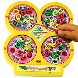 电动玩具 四盘钓鱼盘（转动会唱歌）宝宝眼手协调能力 儿童电动玩具0.25