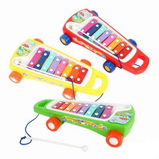 益智玩具 拖拉手敲琴 八音阶塑料手敲琴儿童益智音乐玩具 彩色钢片8音琴0.4