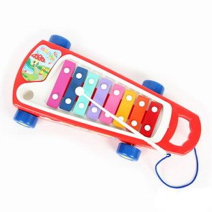 益智玩具 拖拉手敲琴 八音阶塑料手敲琴儿童益智音乐玩具 彩色钢片8音琴0.4