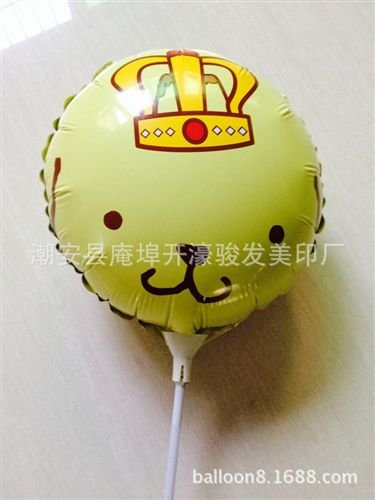 外贸铝膜气球 定做yz10英寸圆形托杆广告铝膜气球 正反面不同logo印刷不定量