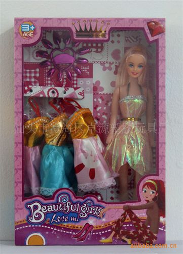 公仔芭比类 供应时尚芭比娃娃套装 玩具芭比配衣服饰品 女孩过家家玩具