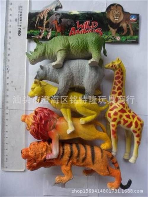 搪胶玩具 价真货实 新款仿真恐龙搪塑玩具 野生动物(6寸混装) 新奇特赠品