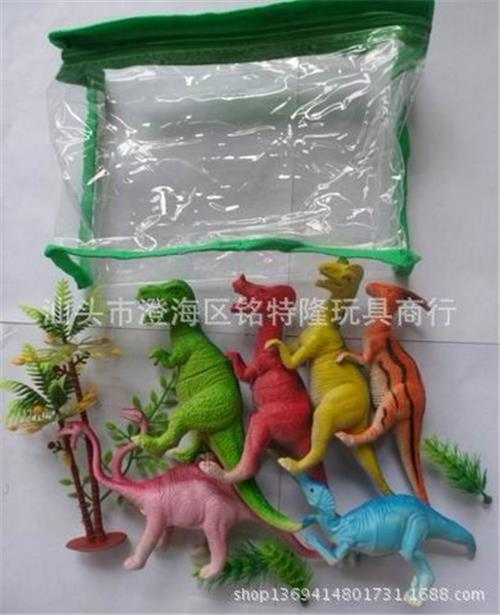 搪胶玩具 厂家直销搪胶动物 恐龙动物(6只6寸带草树混装) 称斤玩具热卖