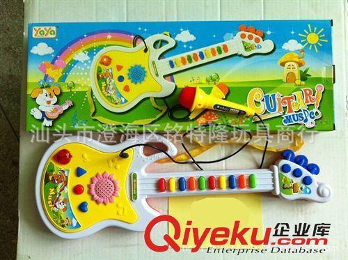 乐器类玩具 音乐灯光吉他带麦克风 电子吉它 儿童乐器玩具益智动手 互动玩具