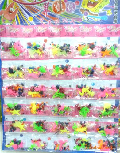 1月上传新品上市 132泡大珠和膨胀动物系列30装吊板玩具 霸王珠 超大吸水珠批发